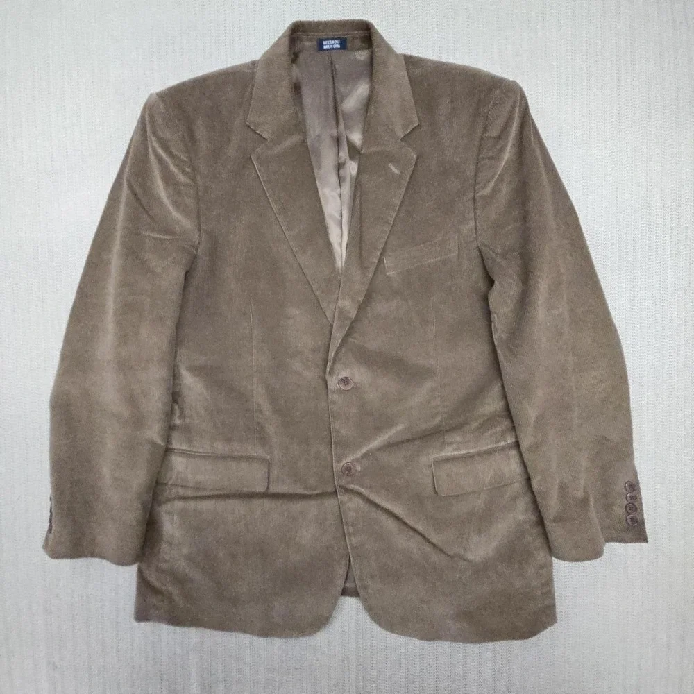 Meeting Street Blazer Mens 44 Brown Corduroy Single Breasted Sport Coat Jacket